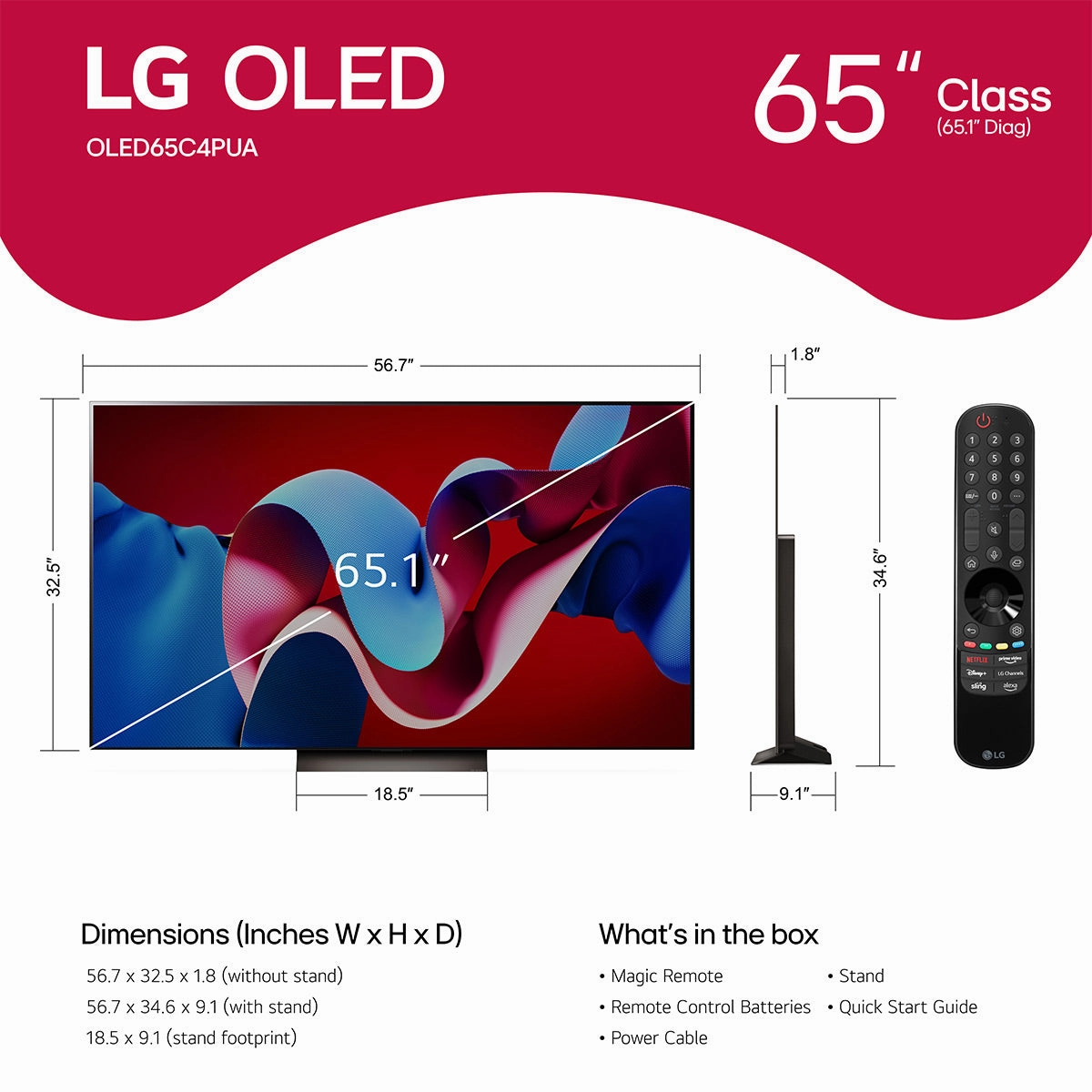 LG OLED65C4PUA 65" 4K UHD OLED evo C4 Smart TV