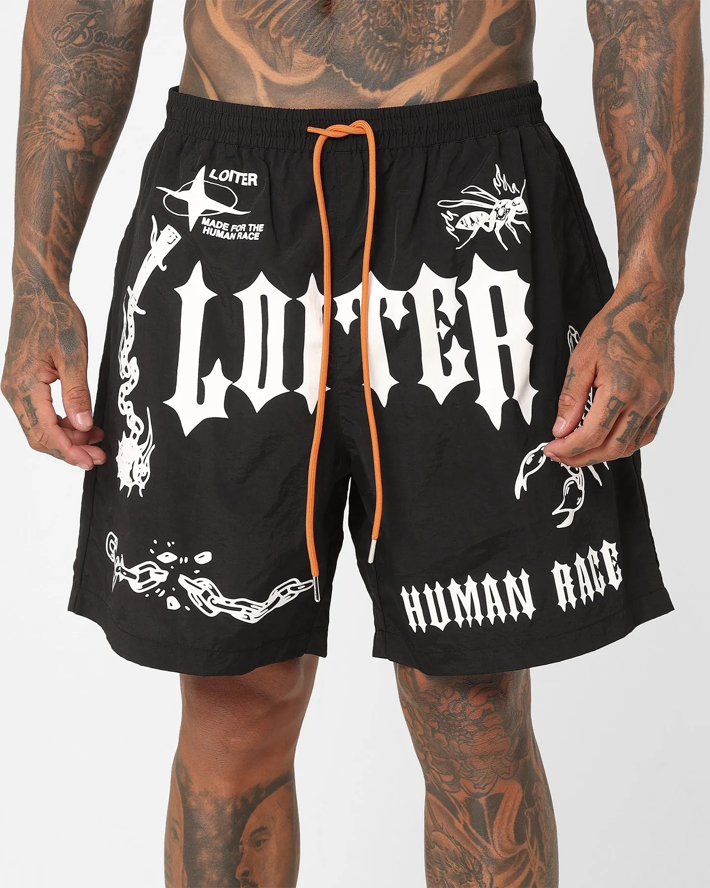 Loiter Sketch Boot Walk Shorts Black