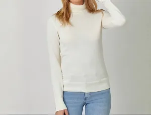 Long Sleeve Turtleneck Sweater In Ivory