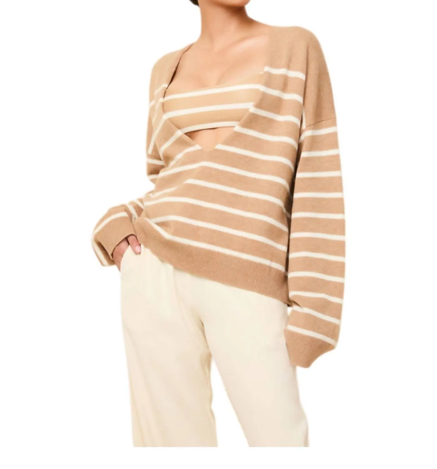 Lowell Sweater In Camel Stripe