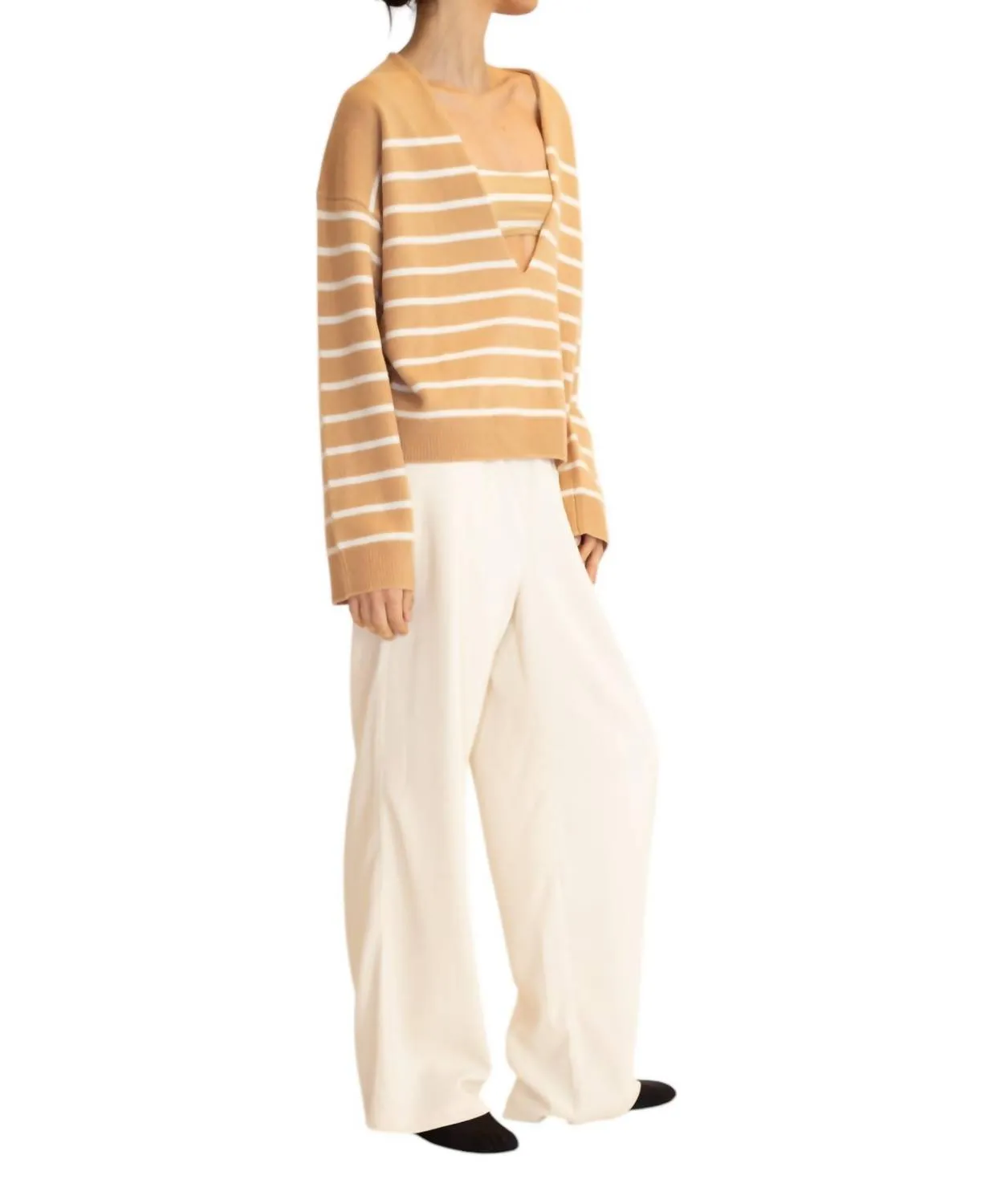 Lowell Sweater In Camel Stripe