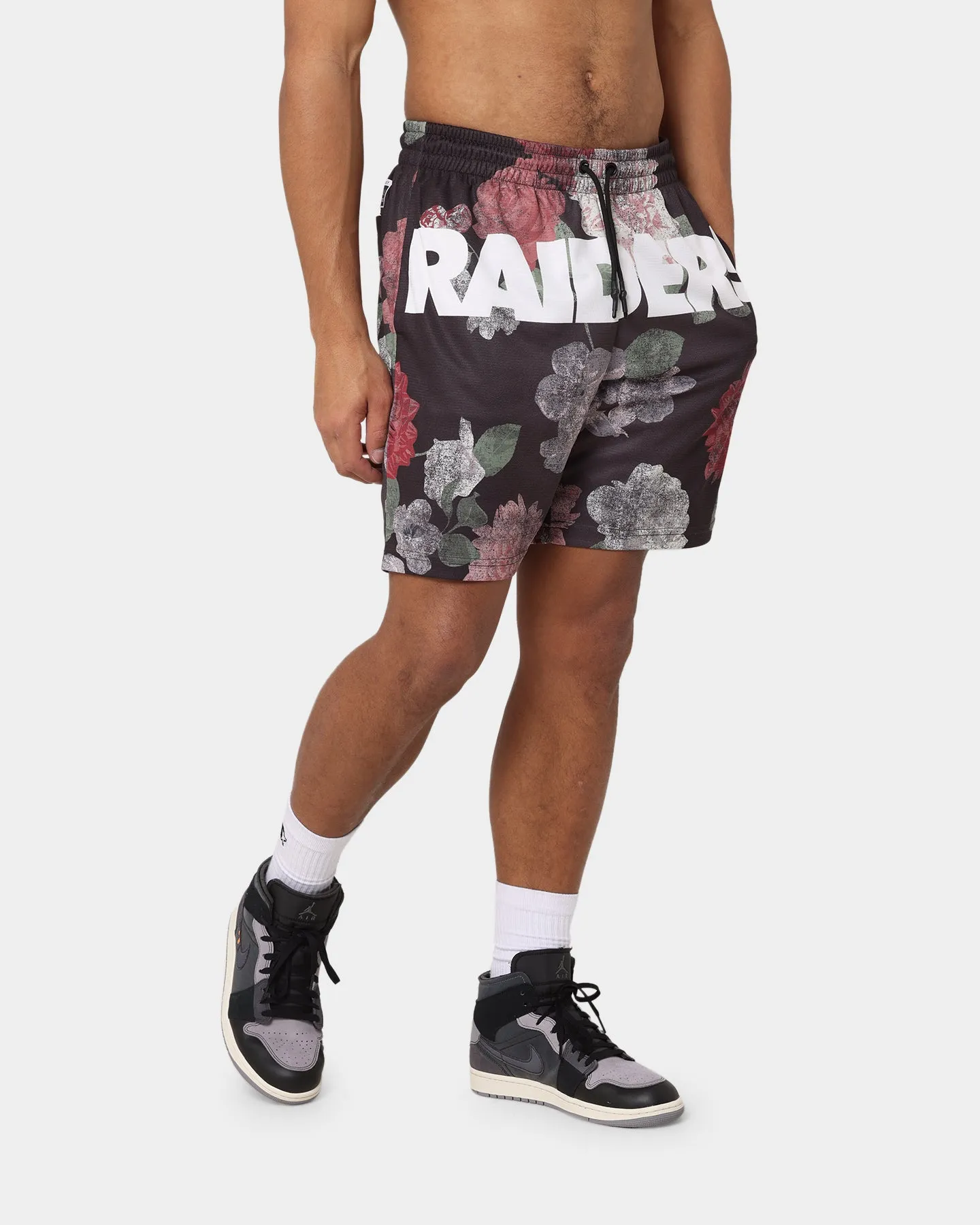 Majestic Athletic Las Vegas Raiders Digi Floral Camo Shorts Faded Black