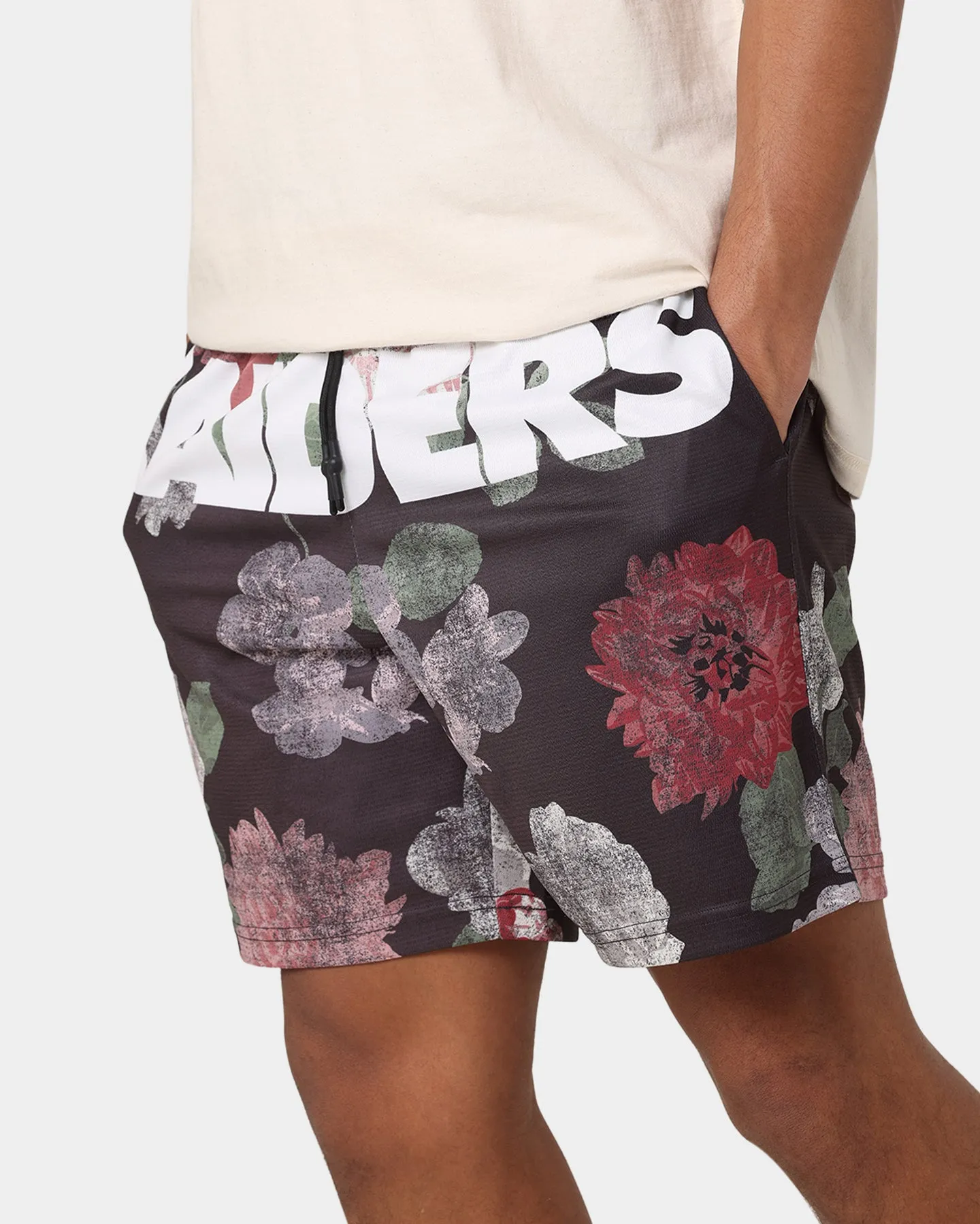 Majestic Athletic Las Vegas Raiders Digi Floral Camo Shorts Faded Black