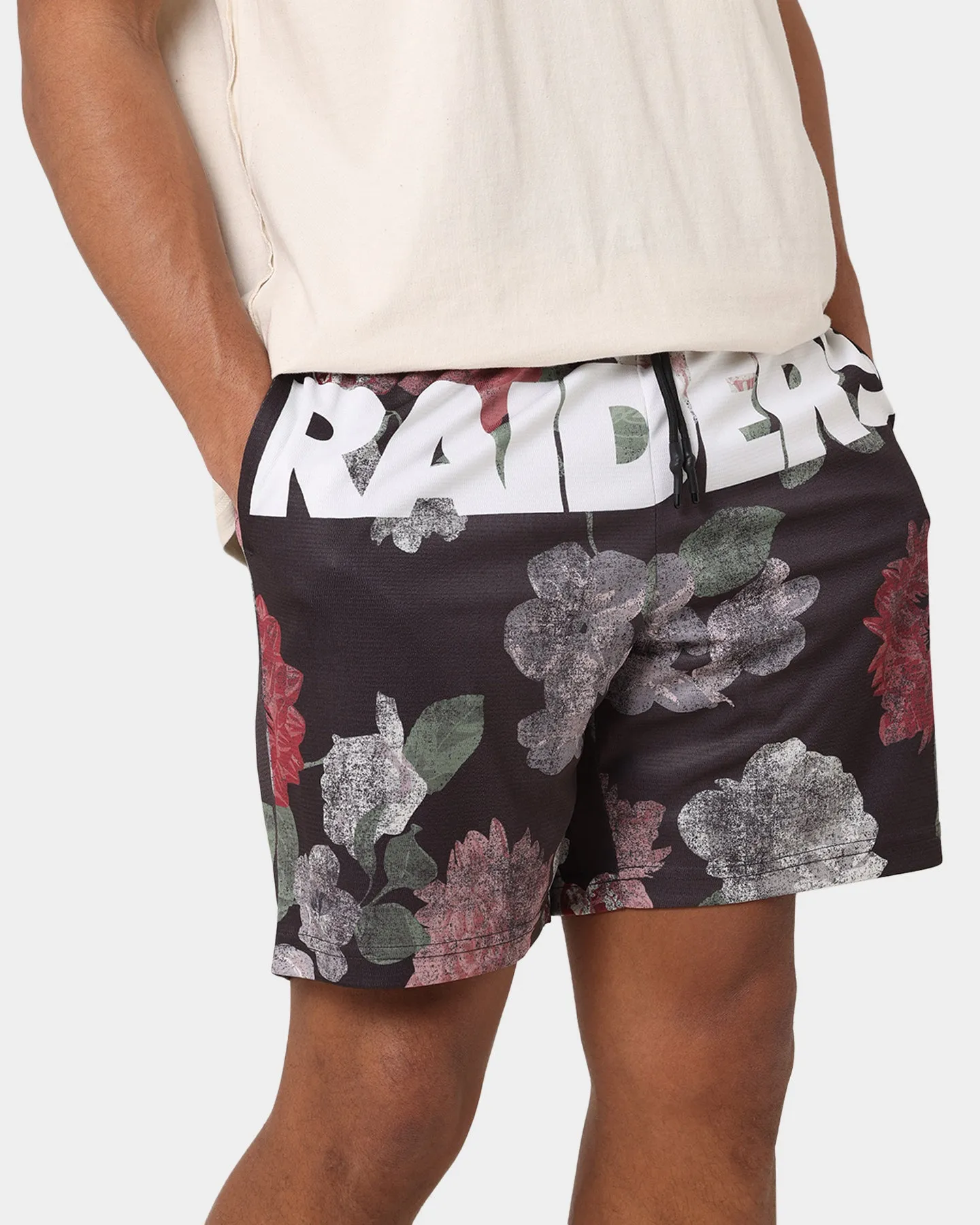 Majestic Athletic Las Vegas Raiders Digi Floral Camo Shorts Faded Black