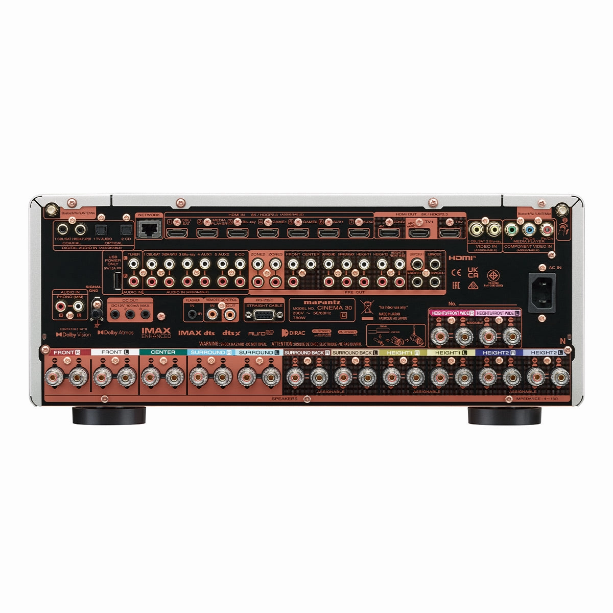 Marantz Cinema 30 11.4 Channel 8K Home Theater Receiver with Dolby Atmos & IMAX Enhanced Audio (Silver/Gold)