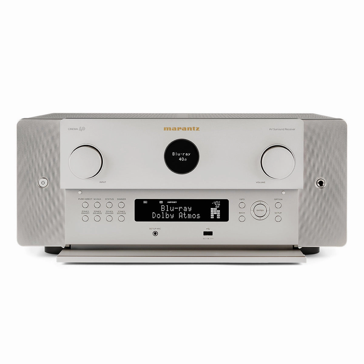 Marantz Cinema 40 9.4 Channel 8K Ultra HD Home Theater Receiver with Dolby Atmos/DTS:X & HEOS Built-In Streaming (Silver/Gold)