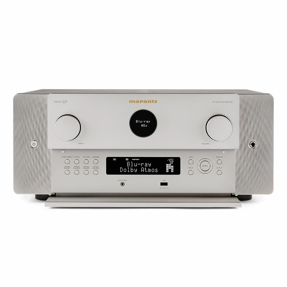 Marantz Cinema 40 9.4 Channel 8K Ultra HD Home Theater Receiver with Dolby Atmos/DTS:X & HEOS Built-In Streaming (Silver/Gold)