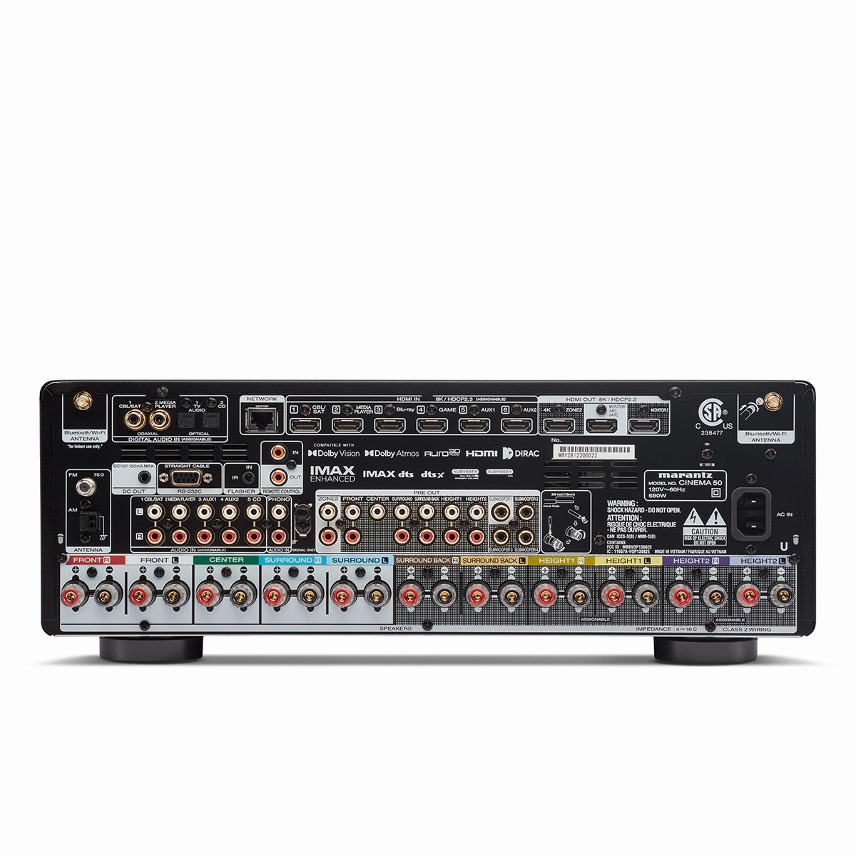 Marantz Cinema 50 9.4 Channel 8K Home Theater Receiver with Dolby Atmos, DTS:X, and HEOS Built-In