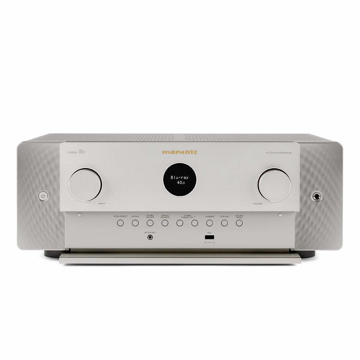 Marantz Cinema 50 9.4 Channel 8K Home Theater Receiver with Dolby Atmos, DTS:X, and HEOS Built-In (Silver/Gold)