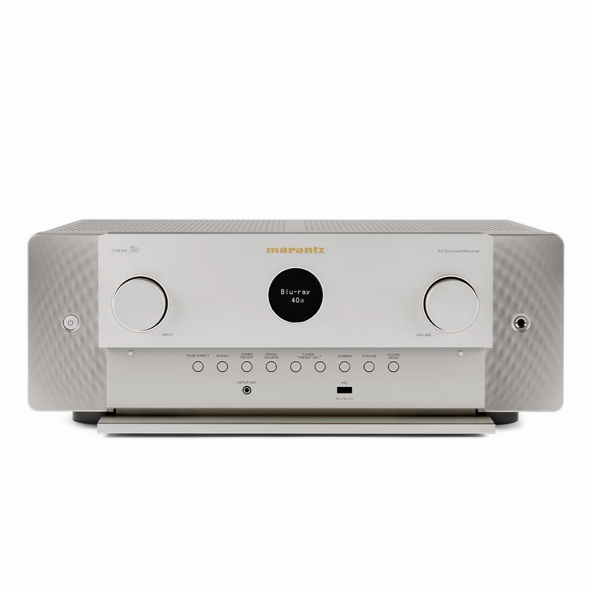 Marantz Cinema 50 9.4 Channel 8K Home Theater Receiver with Dolby Atmos, DTS:X, and HEOS Built-In (Silver/Gold)