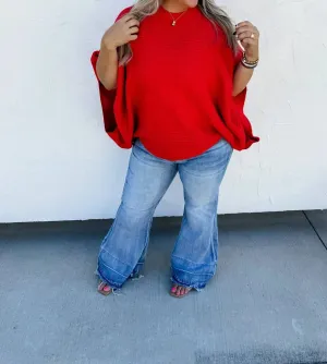 Meg Pullover Poncho In Red