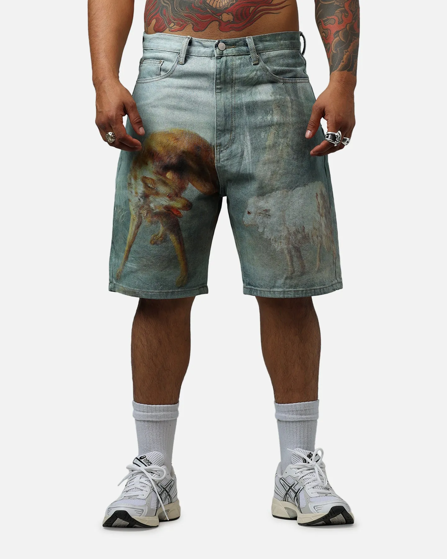 MNML Sheep Hounded Denim Shorts Multi