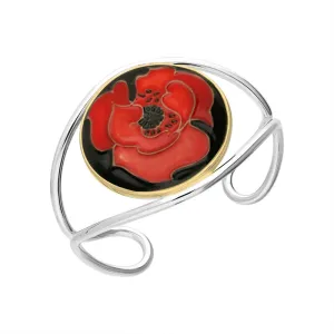 Moorcroft Jewellery 18ct Yellow Gold Sterling Silver Moorcroft Round Forever England 2 Poppy Bangle