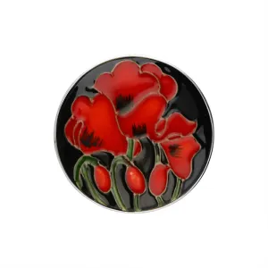 Moorcroft Jewellery Sterling Silver Moorcroft Forever England 4 Poppy Round Brooch