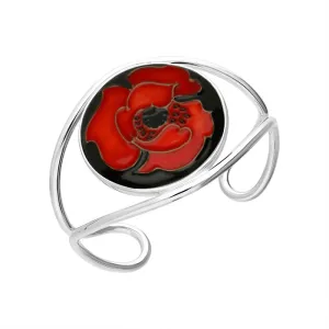 Moorcroft Jewellery Sterling Silver Moorcroft Round Forever England 2 Poppy Bangle