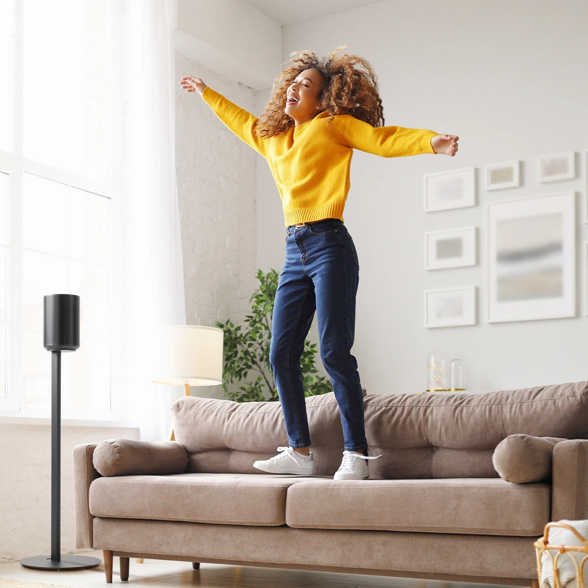Mountson Fixed-Height Floor Stand for Sonos Era 100 - Each (Black)