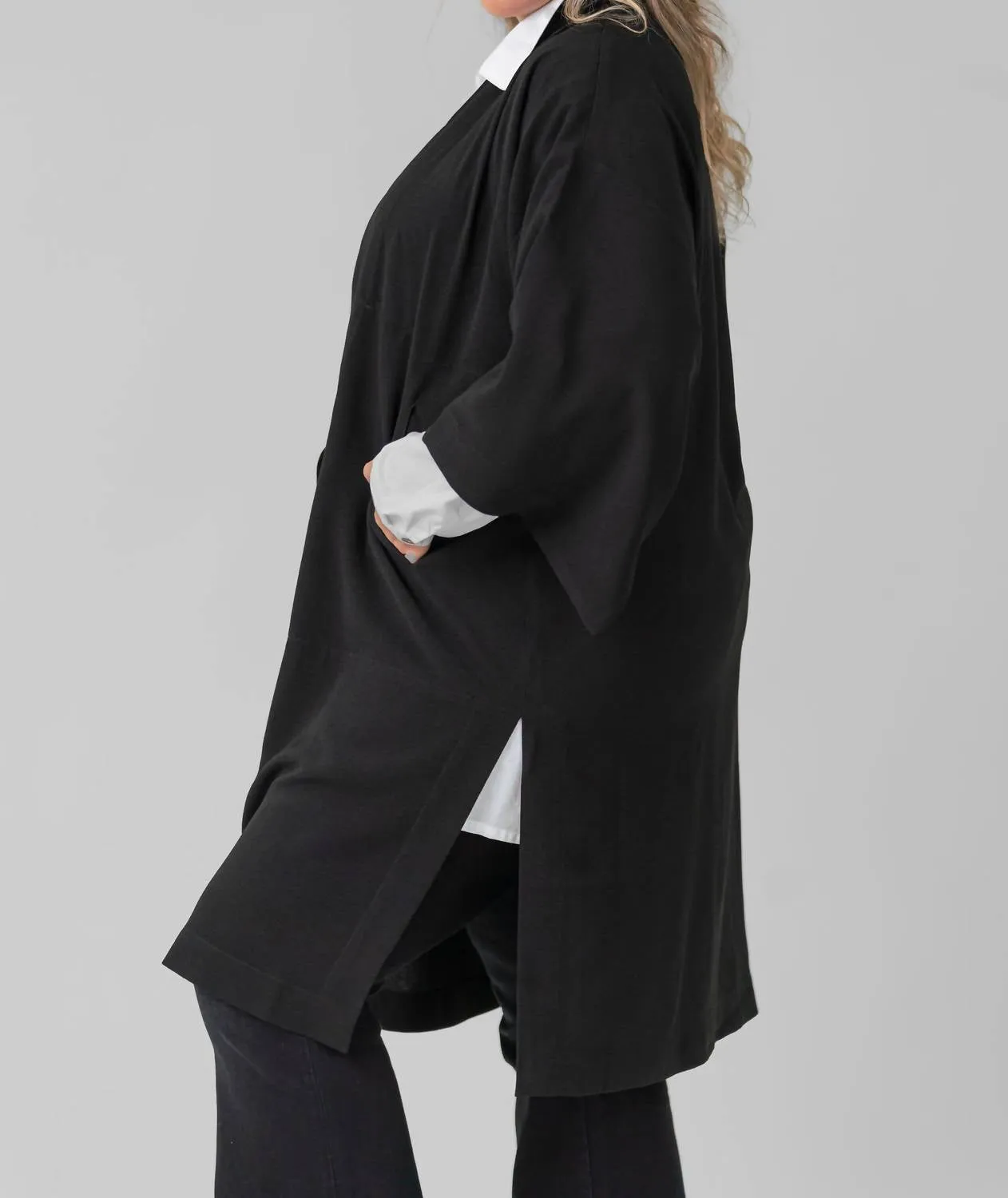 Nami Crepe Kimono Jacket In Black