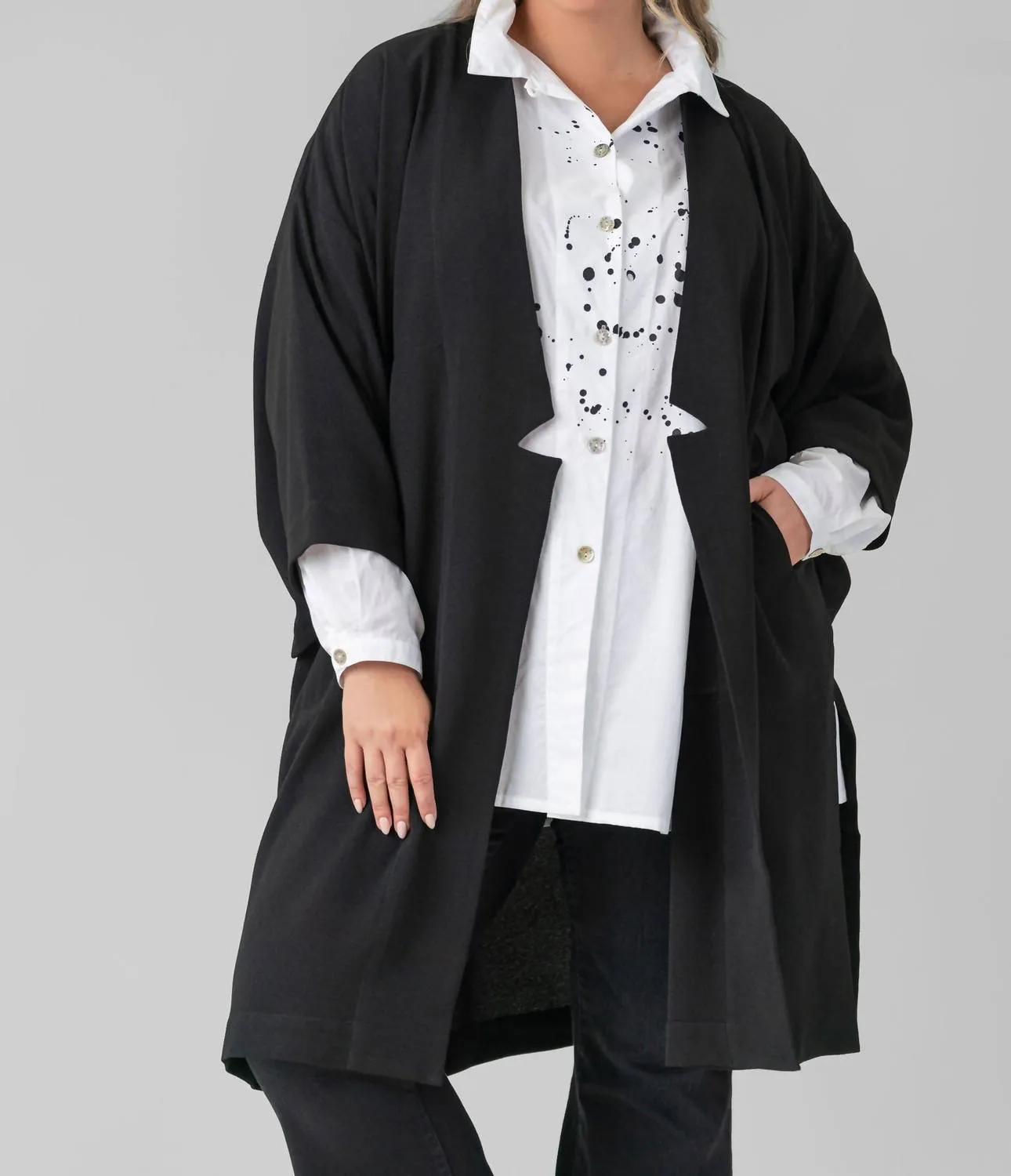 Nami Crepe Kimono Jacket In Black