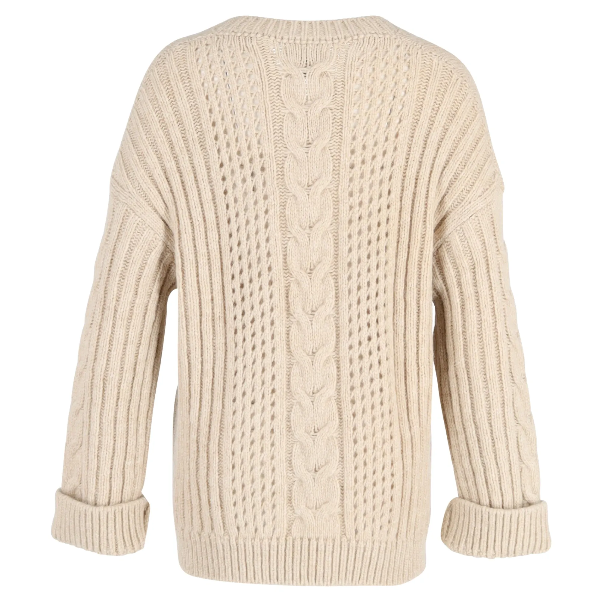 Nanushka Arwan Cable-Knit Sweater in Beige Wool