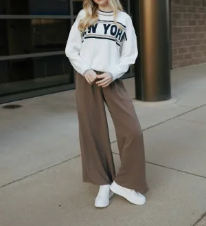 New York Stripe Sweater In Beige/navy