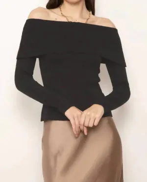 Nova Off Shoulder Sweater In Black