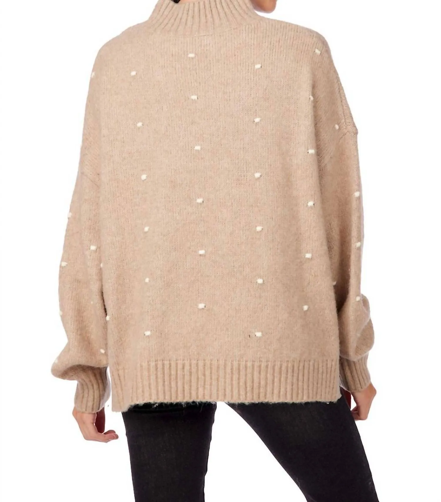 Novie Pom Pom Sweater In Beige
