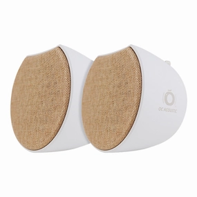 OC Acoustic Newport Plug-in Outlet Speaker with Bluetooth 5.1 and Built-in USB Type-A Charging Port - Pair (Champagne/White) Wireless & Multiroom Speakers,WiFi Speakers,Connected Audio