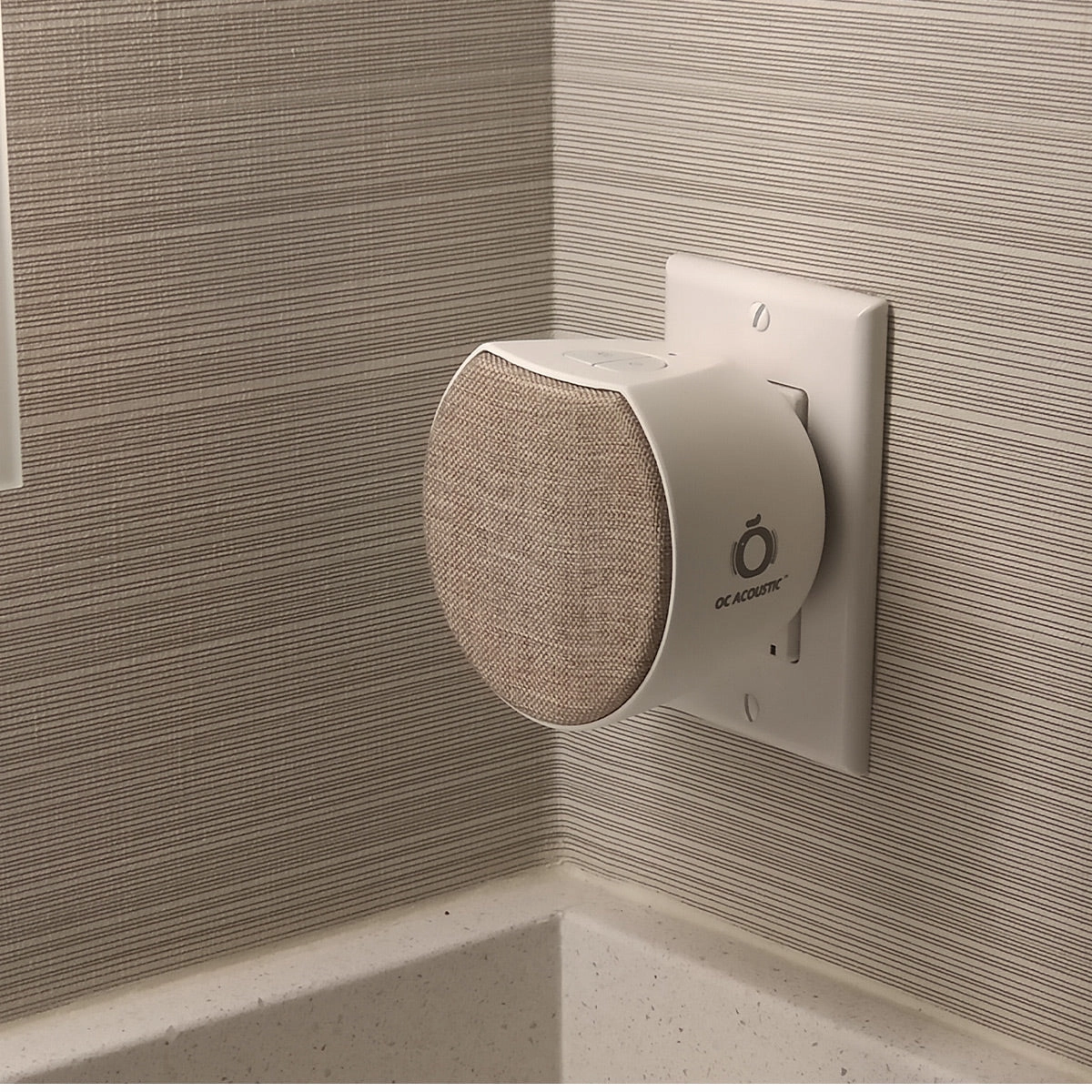 OC Acoustic Newport Plug-in Outlet Speaker with Bluetooth 5.1 and Built-in USB Type-A Charging Port - Set of 4 (Champagne/White)