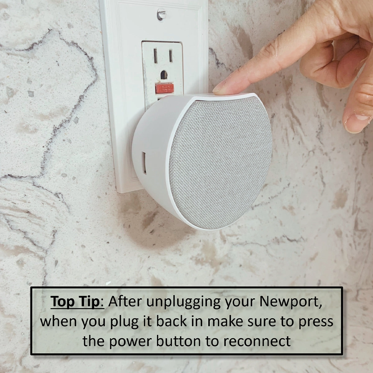 OC Acoustic Newport Plug-in Outlet Speaker with Bluetooth 5.1 and Built-in USB Type-A Charging Port - Set of 4 (Light Gray/White)