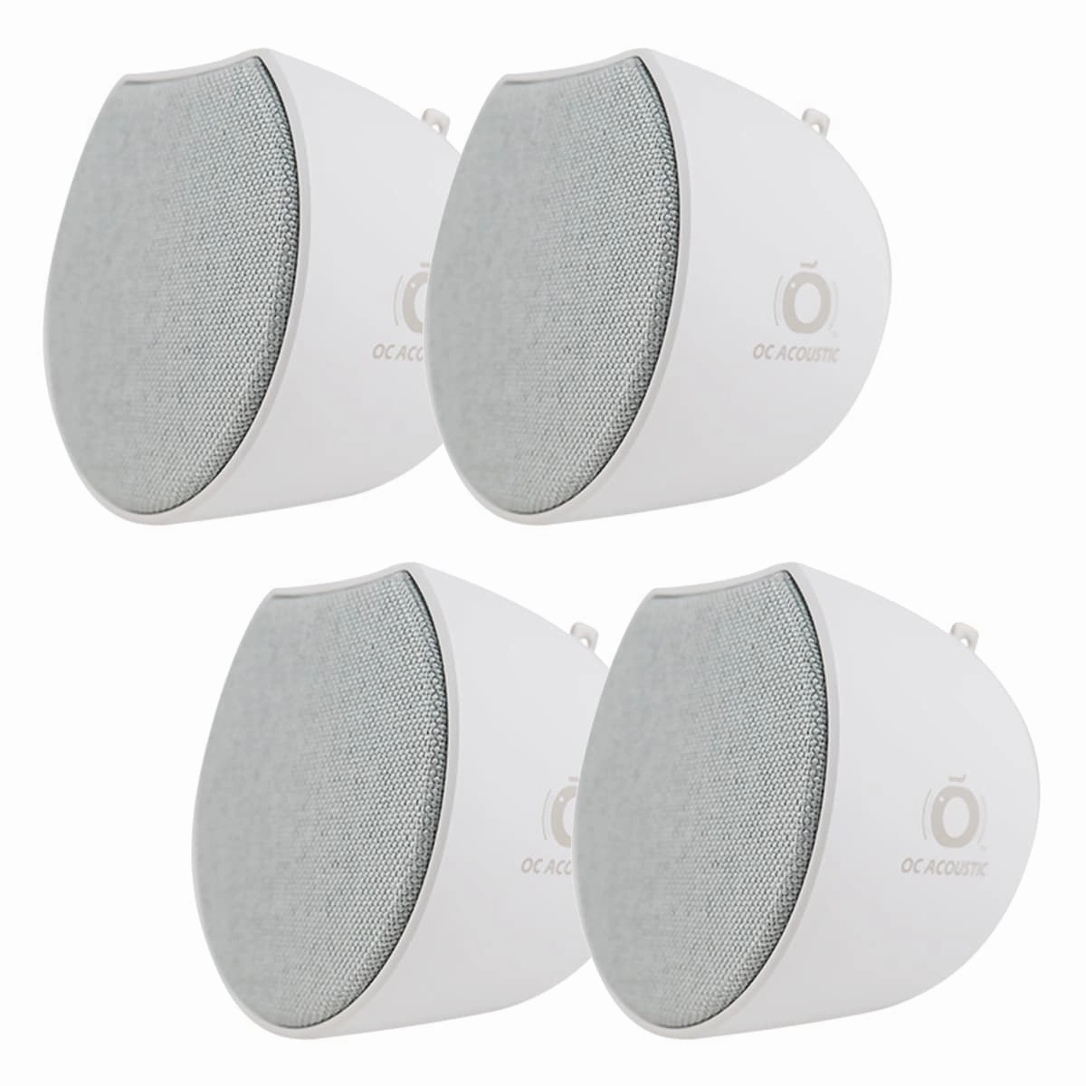OC Acoustic Newport Plug-in Outlet Speaker with Bluetooth 5.1 and Built-in USB Type-A Charging Port - Set of 4 (Light Gray/White) Wireless & Multiroom Speakers,WiFi Speakers,Connected Audio
