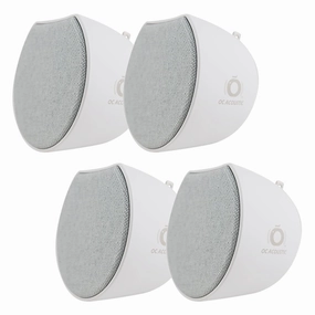 OC Acoustic Newport Plug-in Outlet Speaker with Bluetooth 5.1 and Built-in USB Type-A Charging Port - Set of 4 (Light Gray/White) Wireless & Multiroom Speakers,WiFi Speakers,Connected Audio