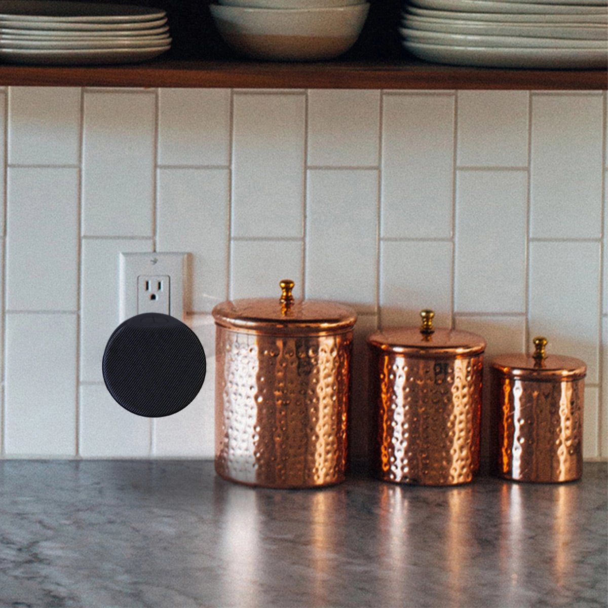 OC Acoustic Newport Plug-in Outlet Speaker with Bluetooth 5.1 and Built-in USB Type-A Charging Port - Set of 6 (Champagne/White and Charcoal/Black)