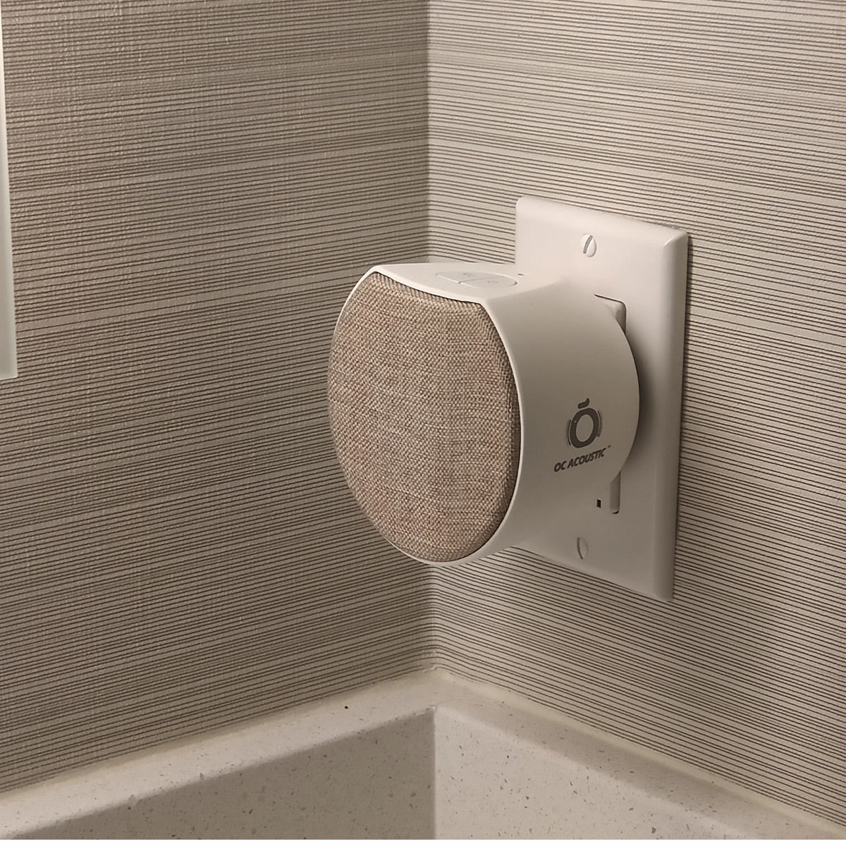OC Acoustic Newport Plug-in Outlet Speaker with Bluetooth 5.1 and Built-in USB Type-A Charging Port - Set of 6 (Champagne/White and Charcoal/Black)
