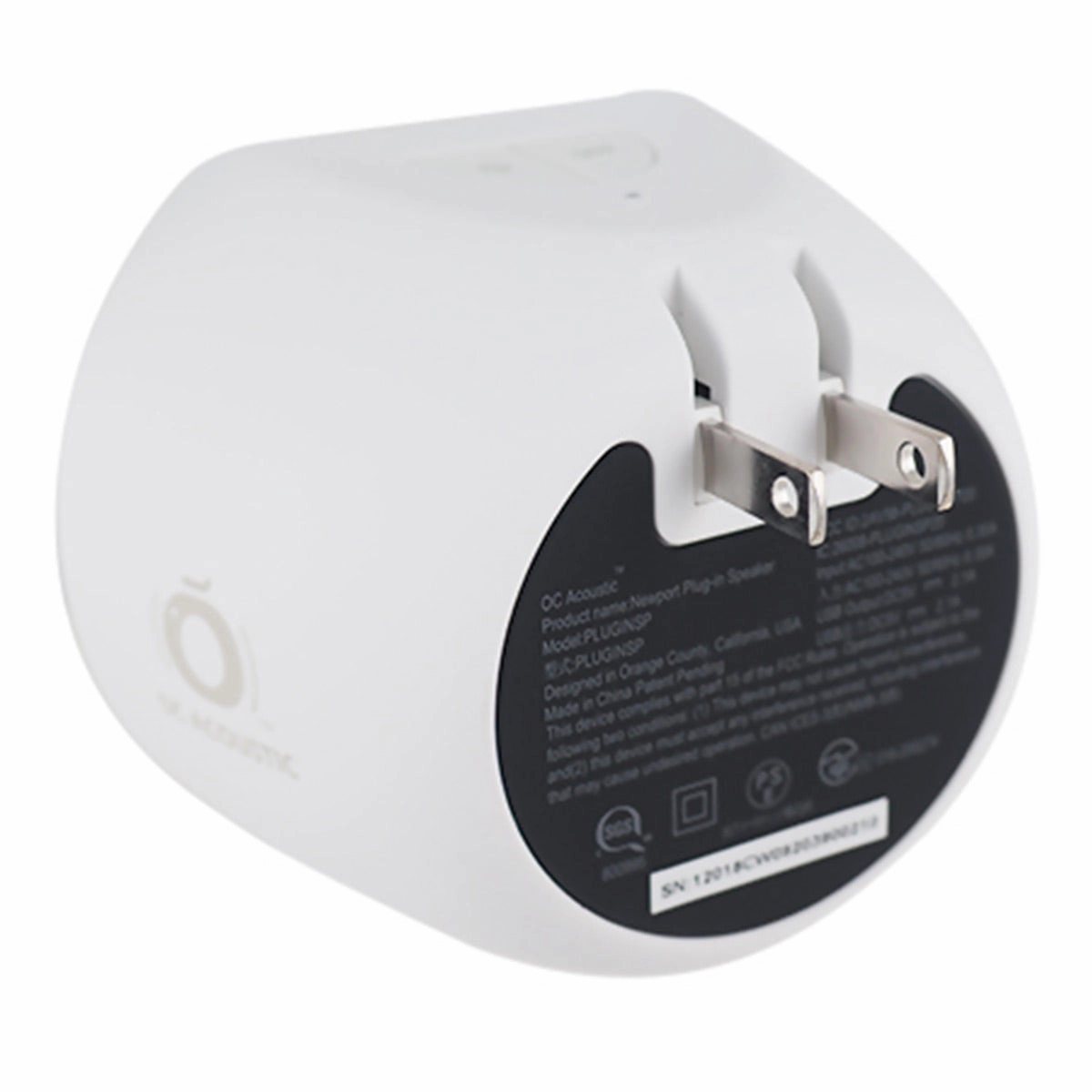 OC Acoustic Newport Plug-in Outlet Speaker with Bluetooth 5.1 and Built-in USB Type-A Charging Port - Set of 6 (Champagne/White and Charcoal/Black)