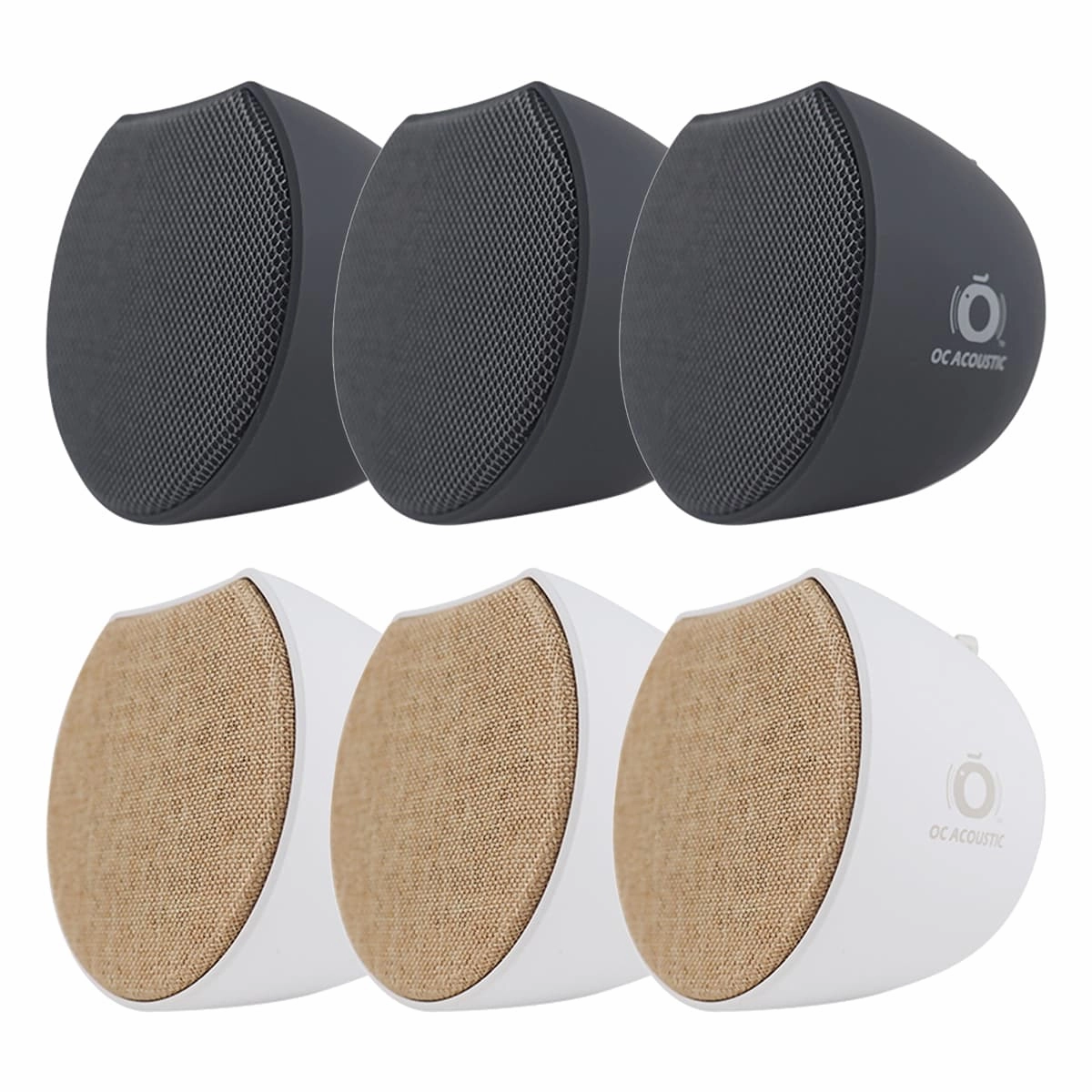 OC Acoustic Newport Plug-in Outlet Speaker with Bluetooth 5.1 and Built-in USB Type-A Charging Port - Set of 6 (Champagne/White and Charcoal/Black) Wireless & Multiroom Speakers,WiFi Speakers,Connected Audio
