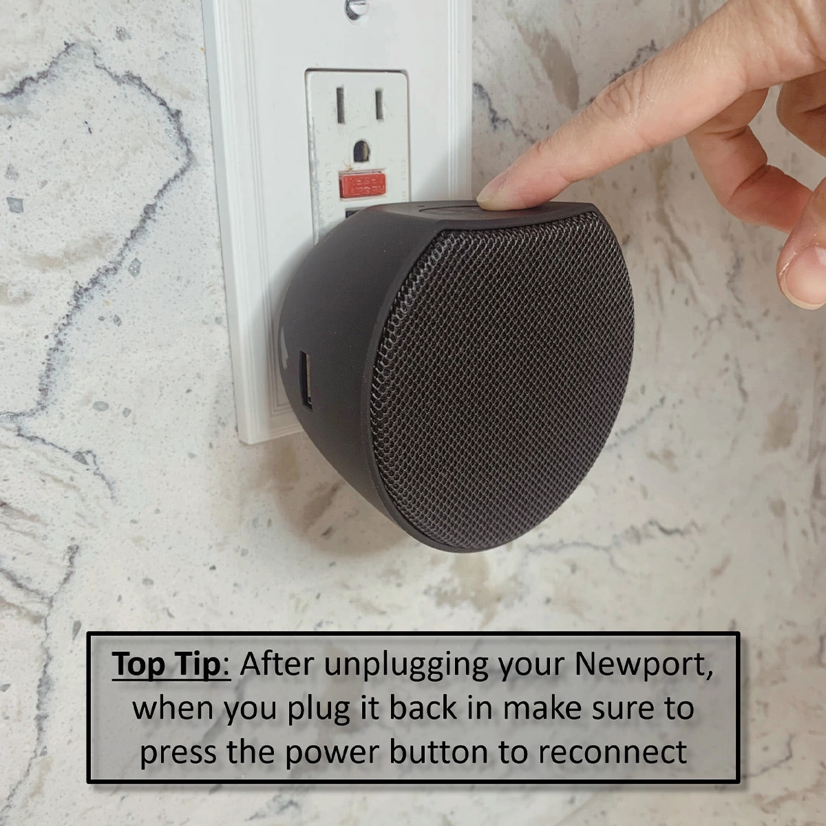 OC Acoustic Newport Plug-in Outlet Speaker with Bluetooth 5.1 and Built-in USB Type-A Charging Port - Set of 6 (Champagne/White and Charcoal/Black)
