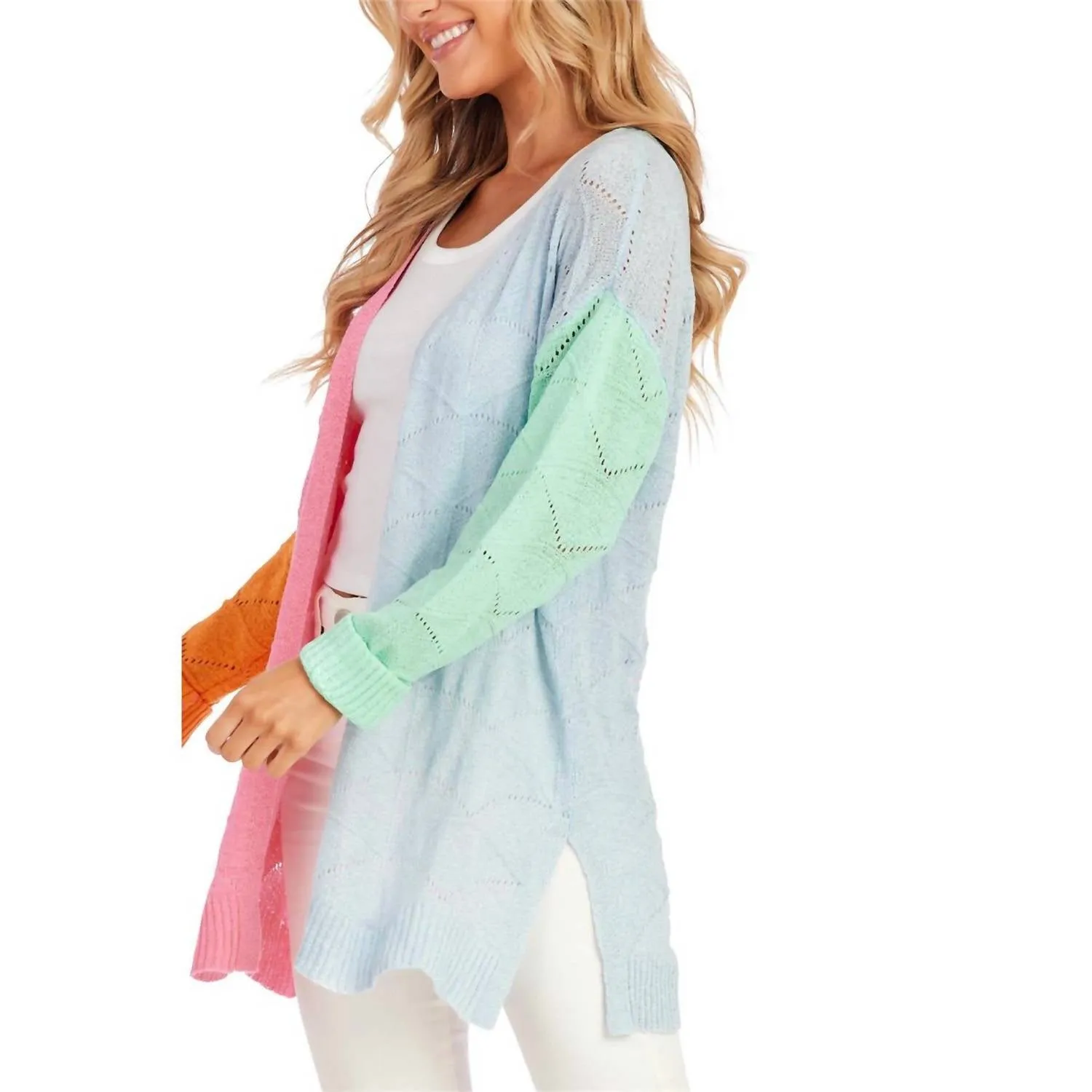 Parker Pastel Colorblock Cardigan In Multi