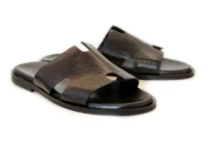 Pelle "Egea" Slip-On Calfskin Sandal Black