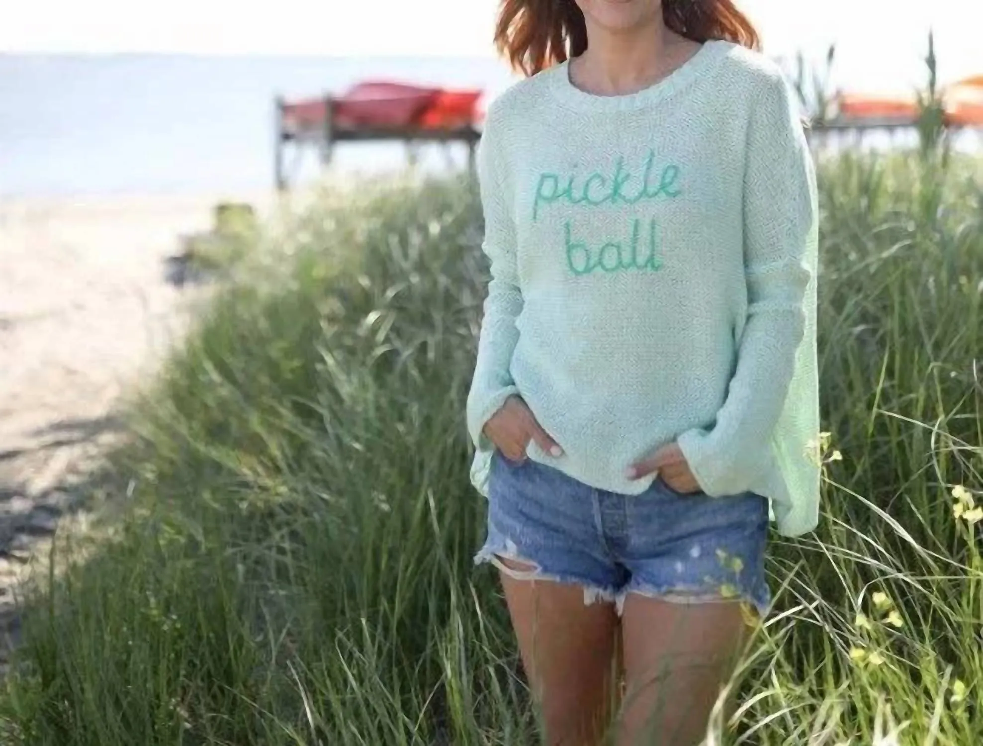 Pickleball Crew Cotton Sweater In Mojito/seagreen