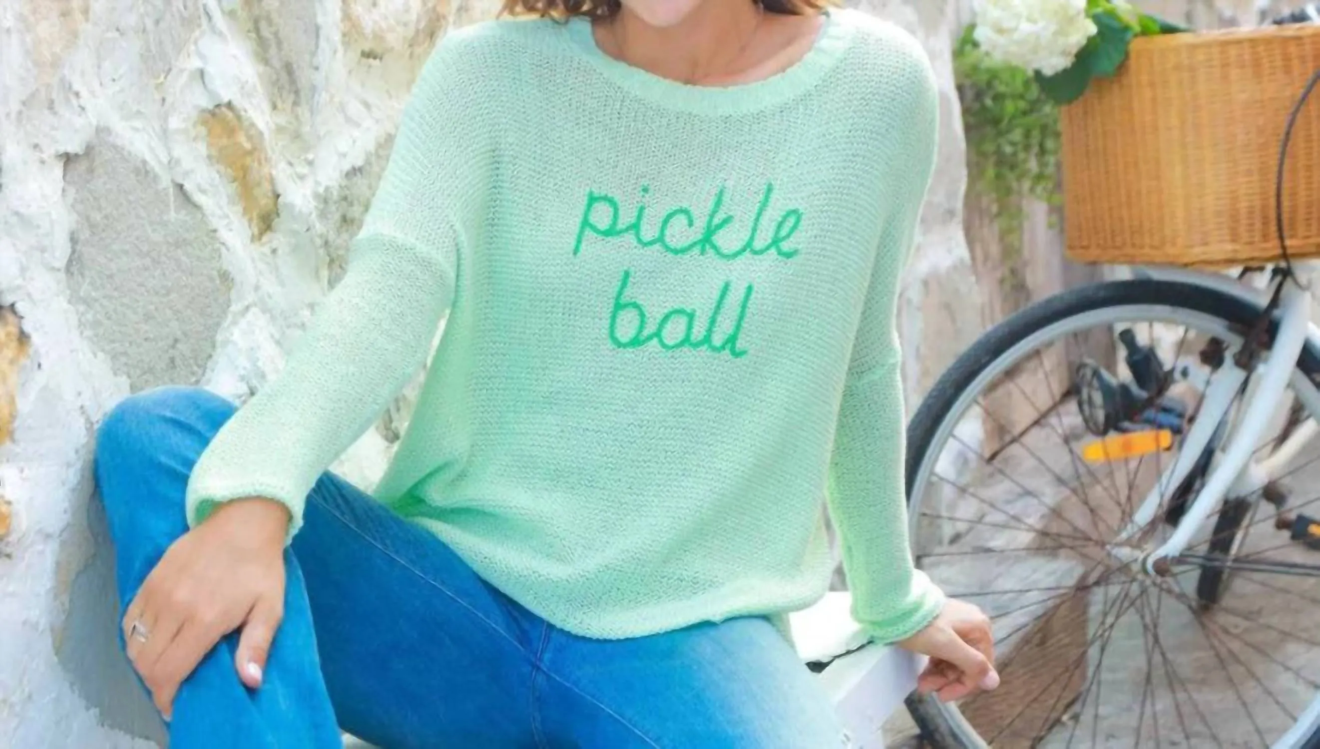 Pickleball Crew Cotton Sweater In Mojito/seagreen