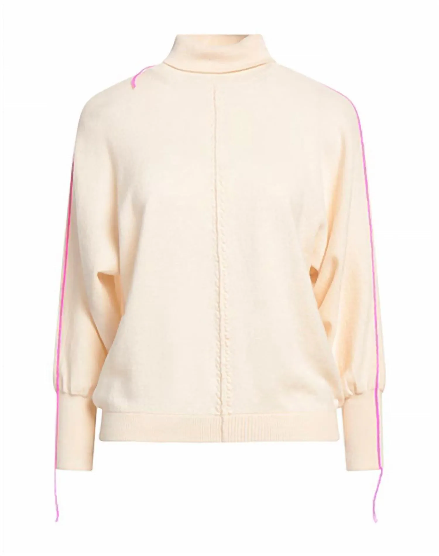 Piped Trim Turtle Neck In Off White