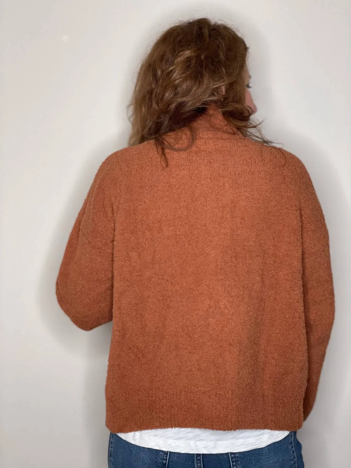 Plush Button Jacket In Terracotta