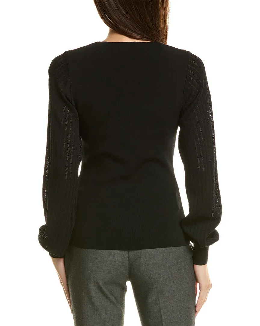 Reiss Lexi Stitch Sleeve V Neck Sweater