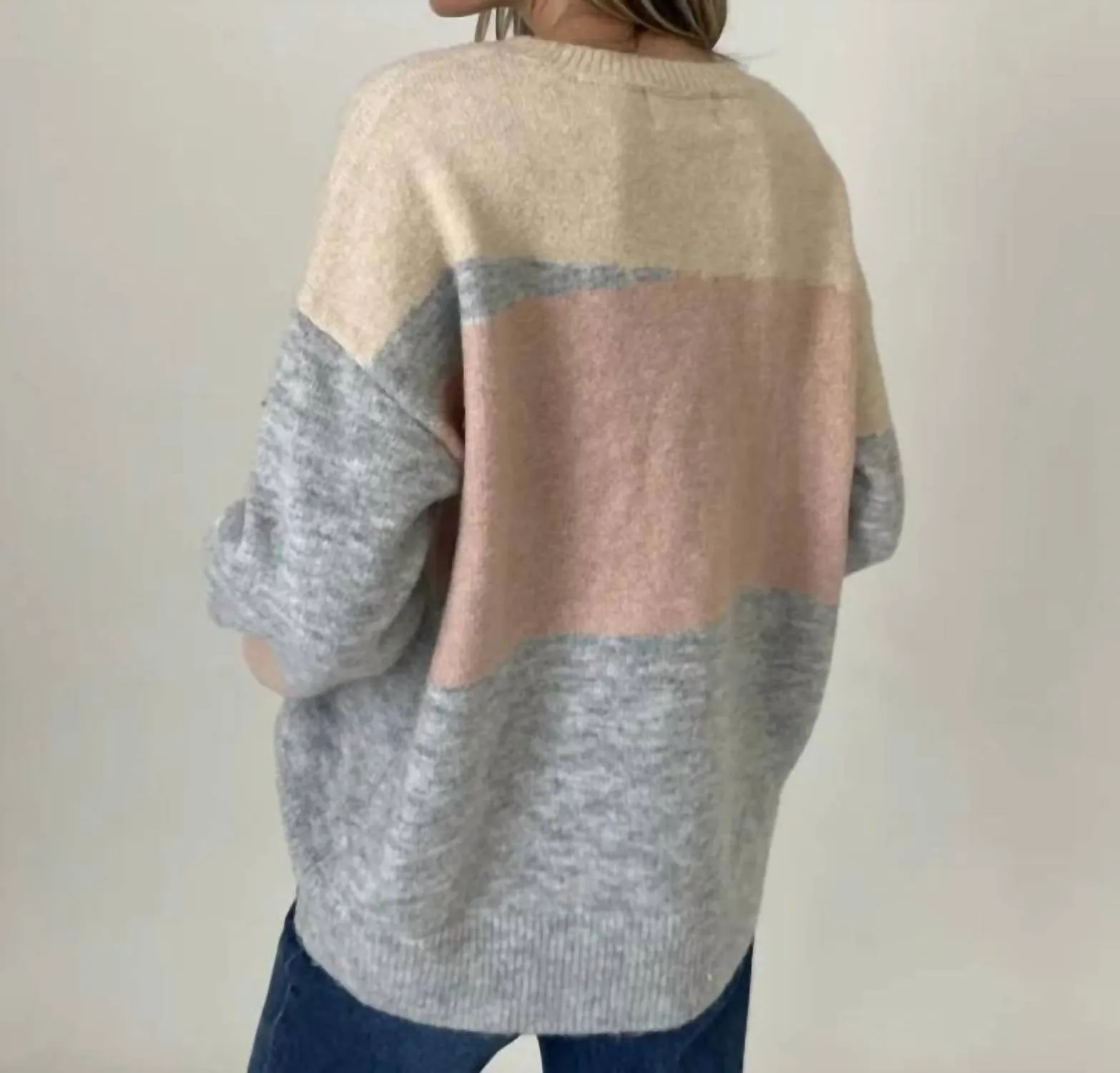 Rosa Abstract Crew Neck Sweater In Multicolor