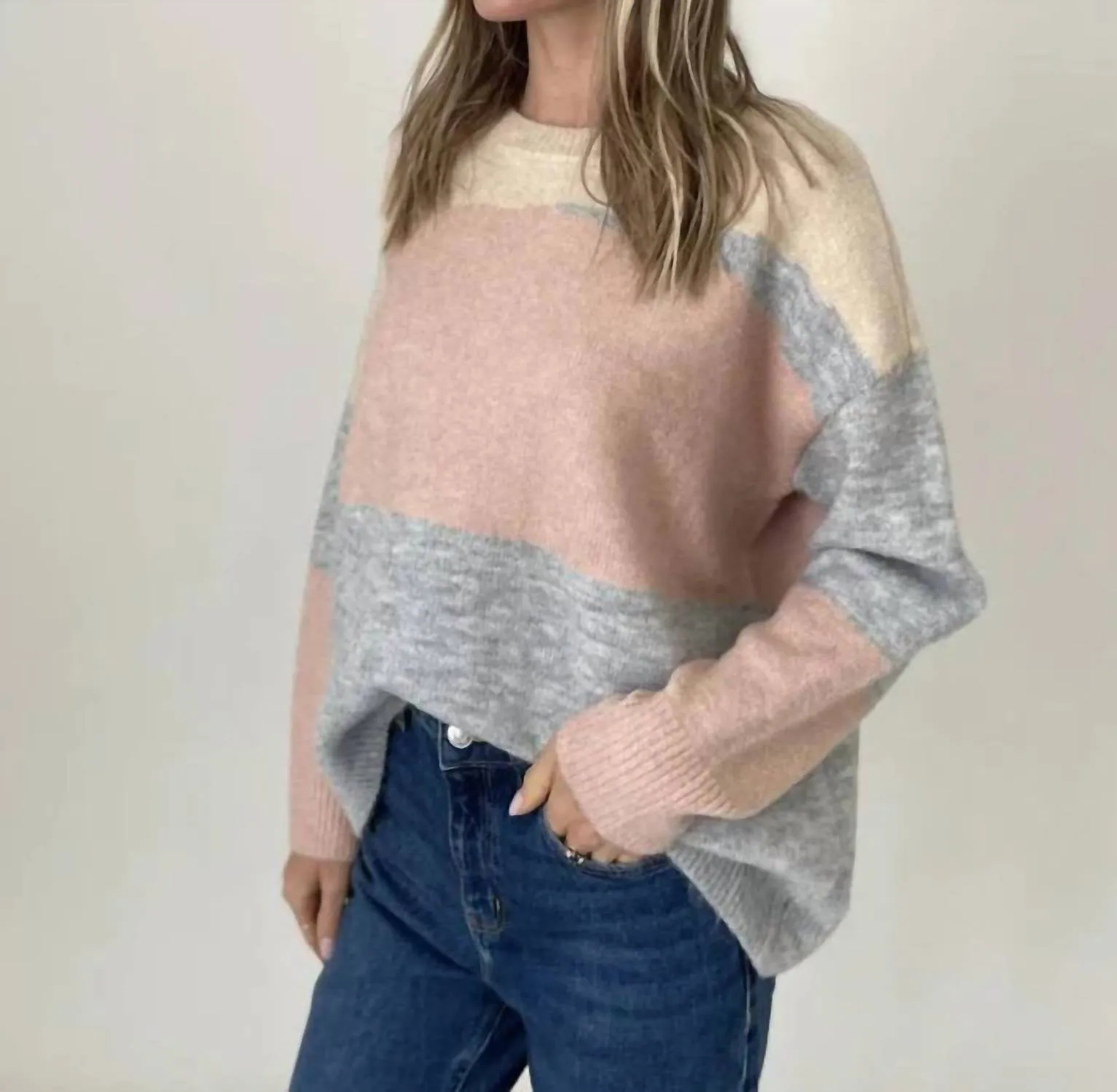 Rosa Abstract Crew Neck Sweater In Multicolor