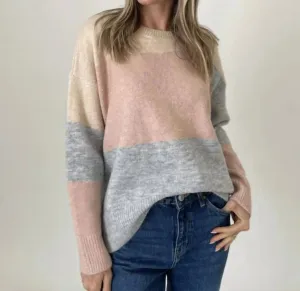Rosa Abstract Crew Neck Sweater In Multicolor