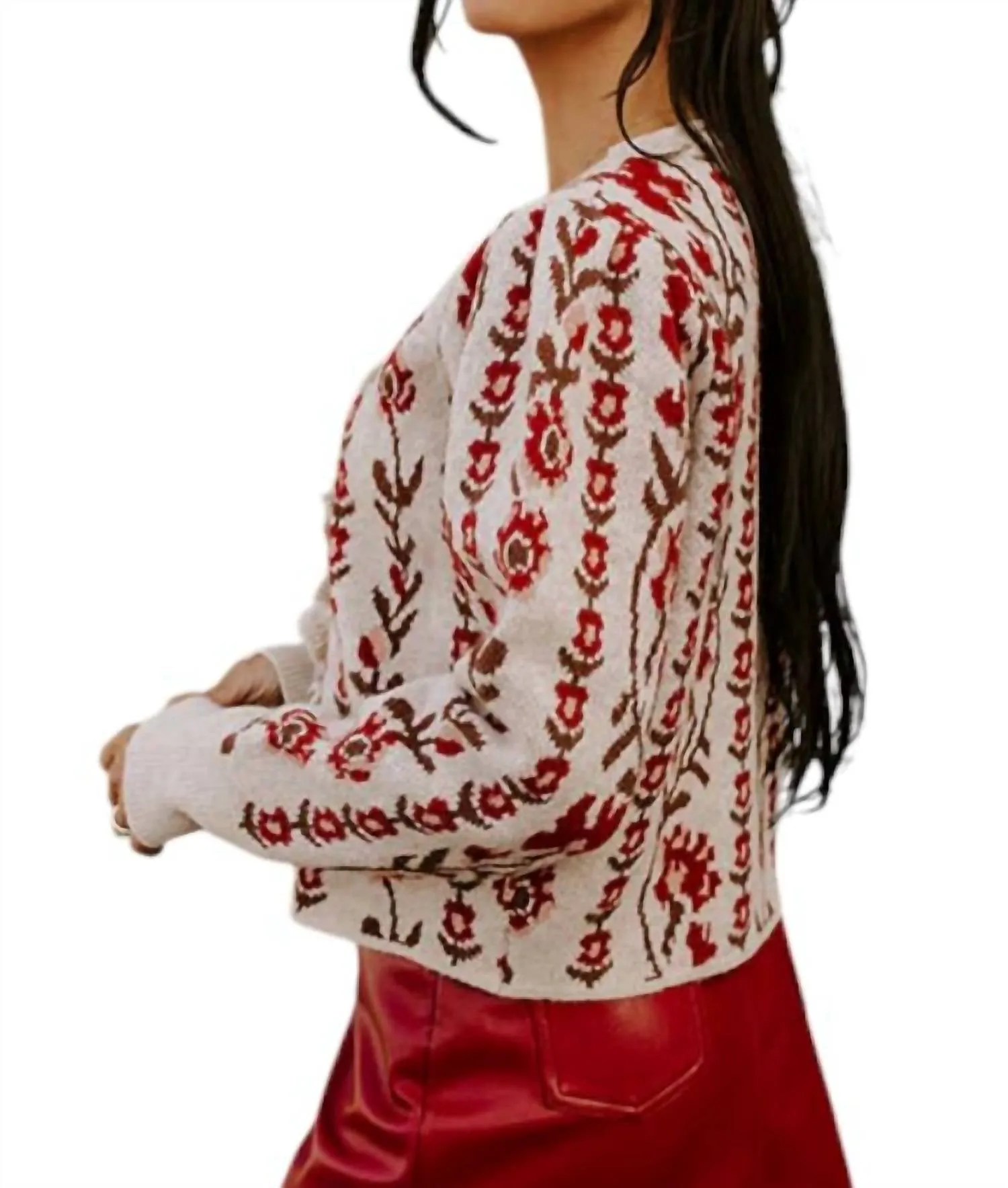 Rosie Ruffles Cardigan In Wine/brown
