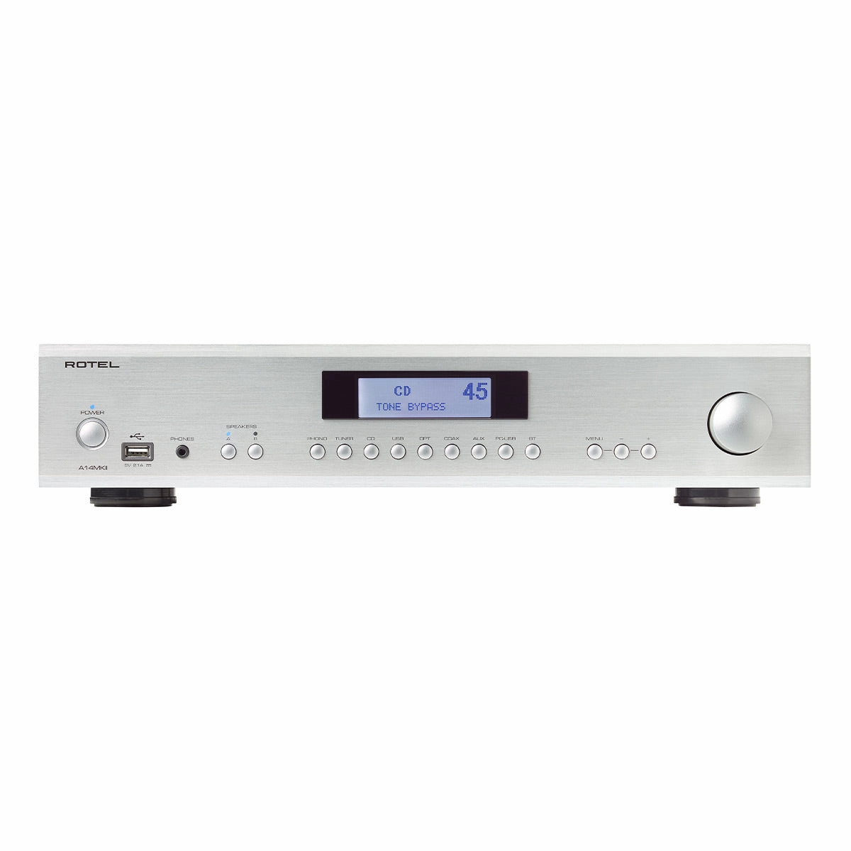 Rotel A14MKII Integrated Amplifier (Silver) hi-fi volume knob,hi-fi remote control system,hi-fi smart amplifier