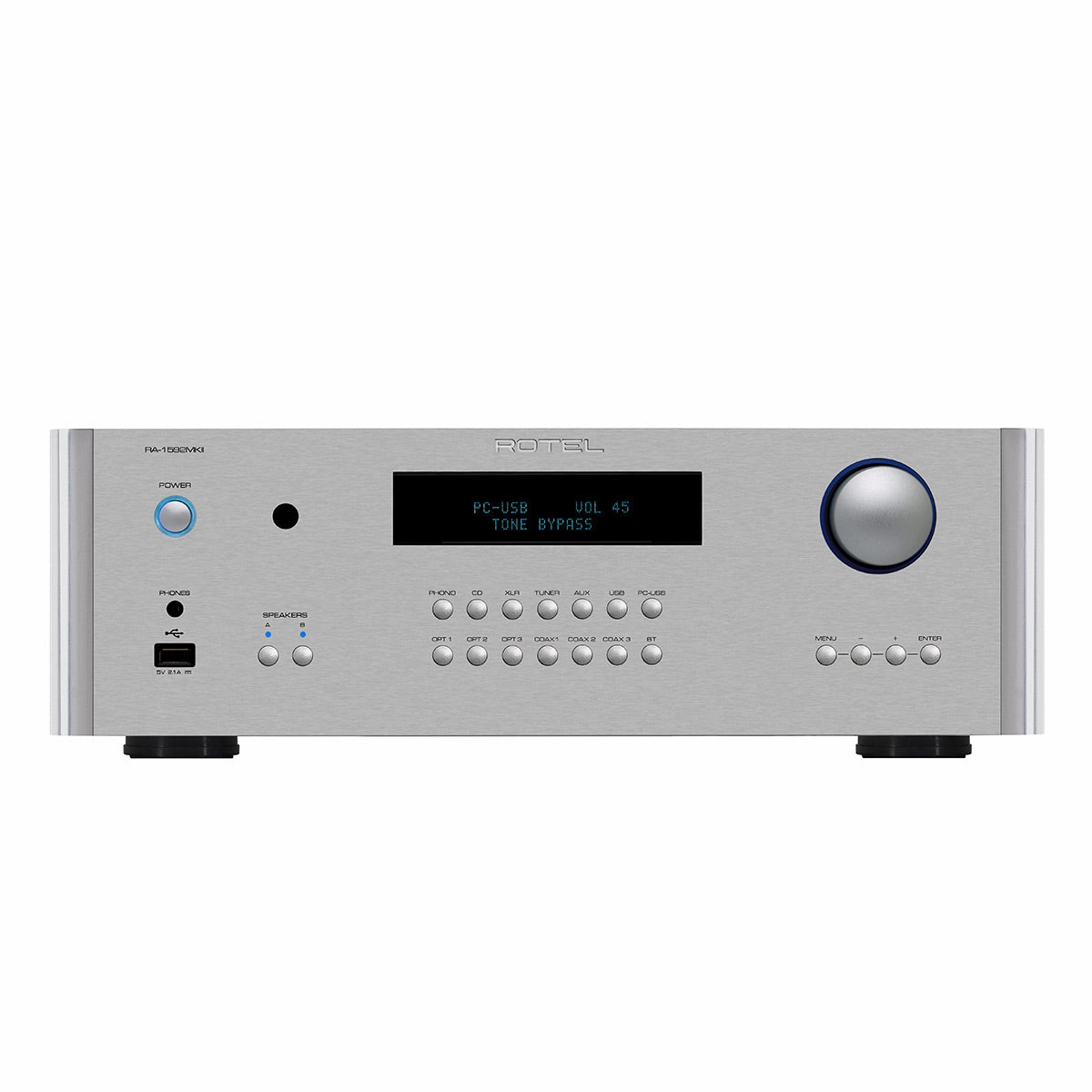 Rotel RA-1592MKII Integrated Amplifier (Silver) hi-fi volume knob,hi-fi remote control system,hi-fi smart amplifier