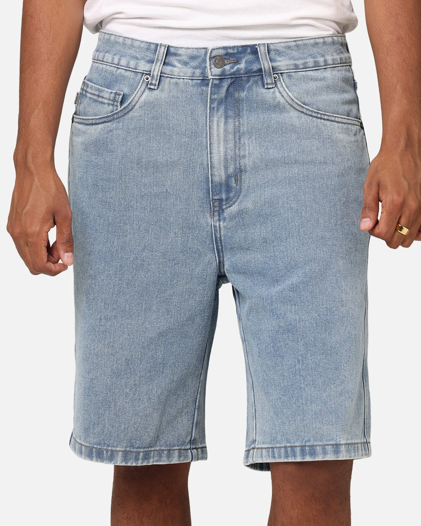 S Double Denim Standard Shorts Blue Washed Denim